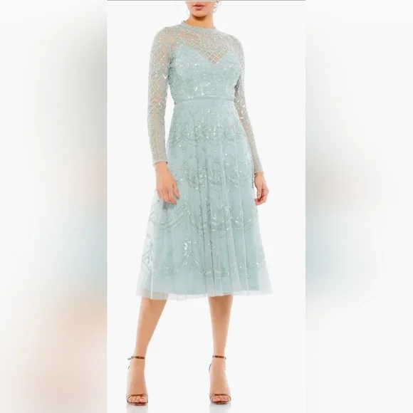 sachin and babi light blue dress Mac Duggal 5585 Sequin A-Line Cocktail Dress  Mydressline